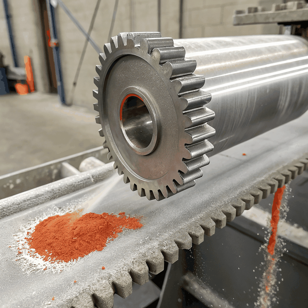 Microscopic detail of bonded powder coating particles