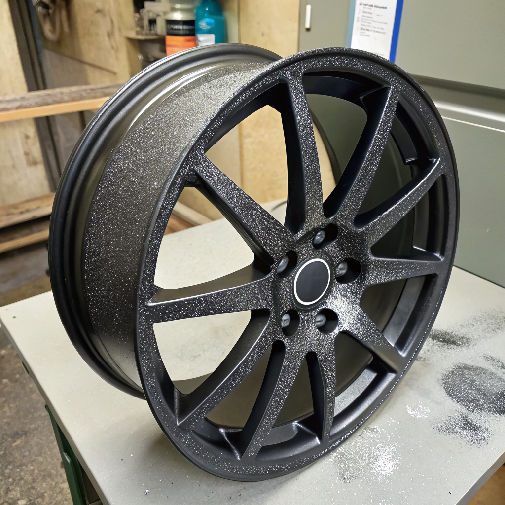 Durable custom color powder coated automotive wheel component